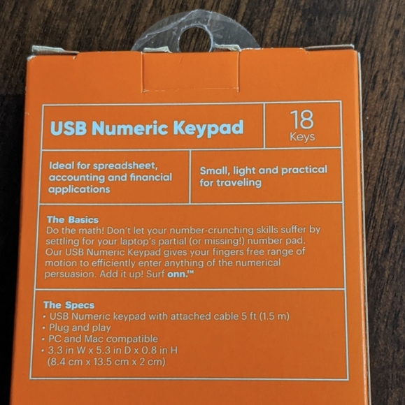 NEW USB NUMBERIC KEYPAD, NUMBER PAD, 18 KEYS, BLACK - Picture 3 of 3